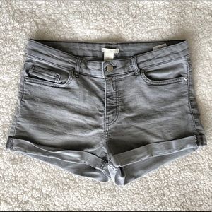 H&M High-waisted Grey Denim Shorts
